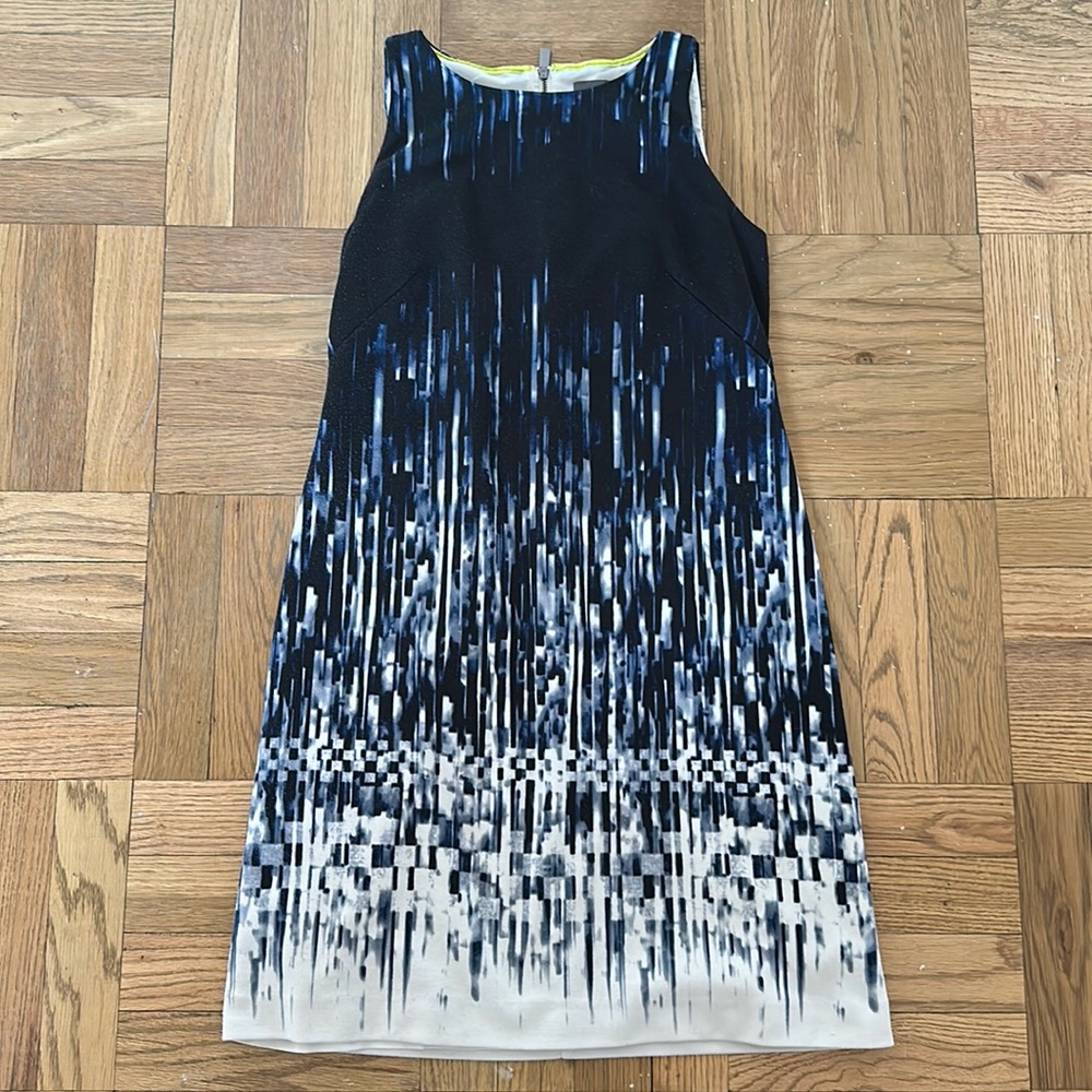 EUC Vince Camuto Black Patterned Midi Dress